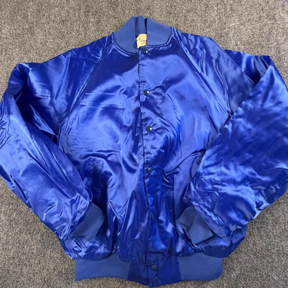 Vintage Auburn Sportswear Blue Satin Varsity Jacket Mens Medium USA Made 1506